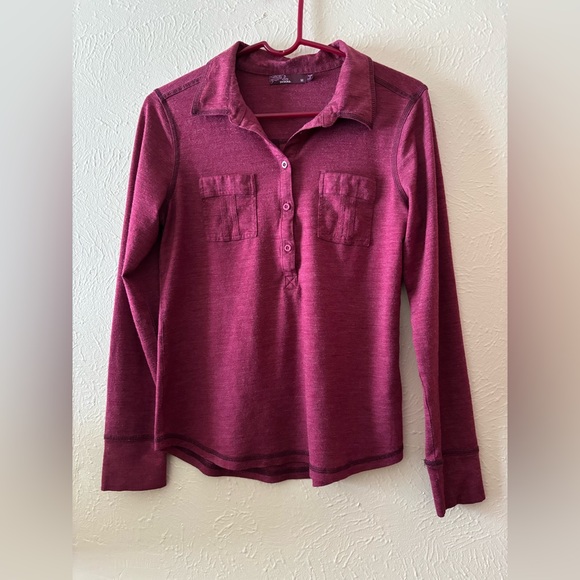 Prana Burgundy Top Long Sleeve Medium Pullover - Picture 1 of 6
